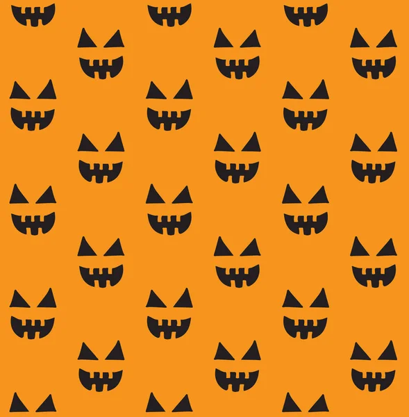 Wektor Bezszwowy Wzór Ręcznie Rysowane Szkic Doodle Halloween Dynia Twarz — Wektor stockowy