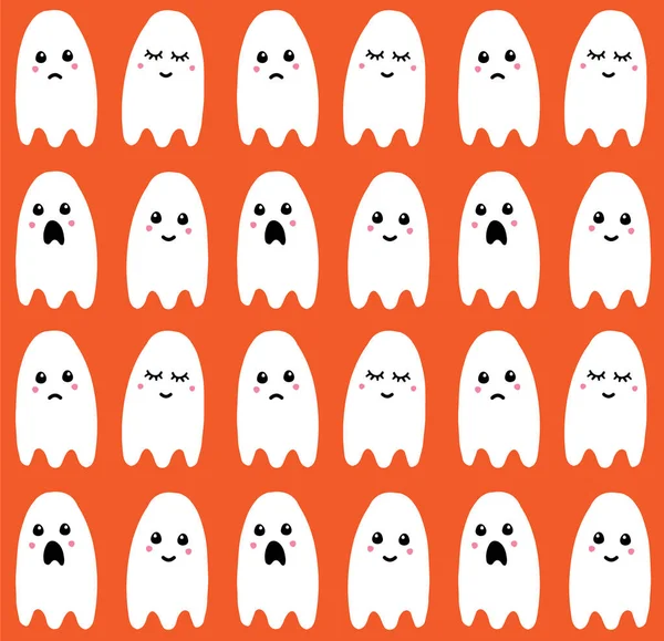 Vector Seamless Pattern White Hand Drawn Doodle Sketch Ghost Isolated — Stock Vector