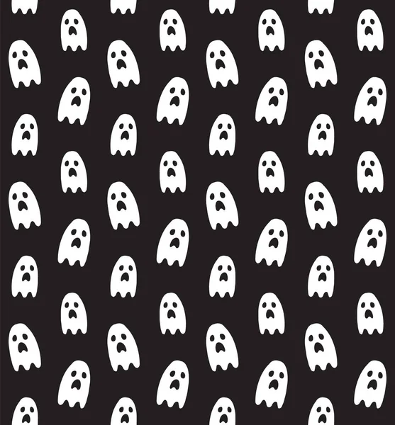 Vector Seamless Pattern Hand Drawn Doodle Sketch Ghost Isolated Black — Stock Vector