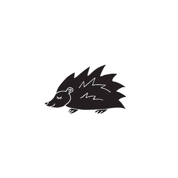 Vector black hand drawn doodle sketch hedgehog — Stock Vector