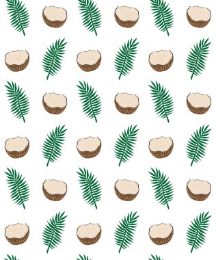 Hindistancevizi ve palmiye yapraklarının vektörsüz deseni