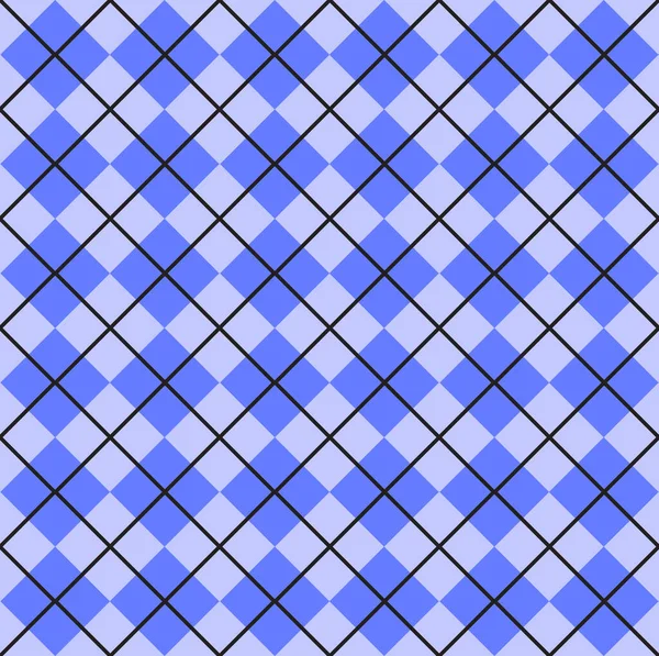 Vector Seamless Pattern Blue Flat Cartoon Plaid Check Isolated White — Stock Vector