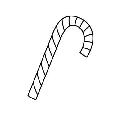 Beyaz arkaplanda izole edilmiş vektör düz çizgili Noel şekeri ikonu