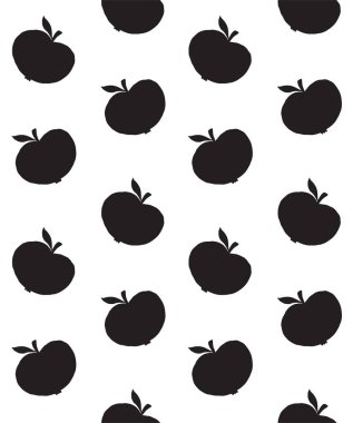 El çiziminin vektörsüz deseni beyaz arkaplanda izole edilmiş elma silueti çizimi