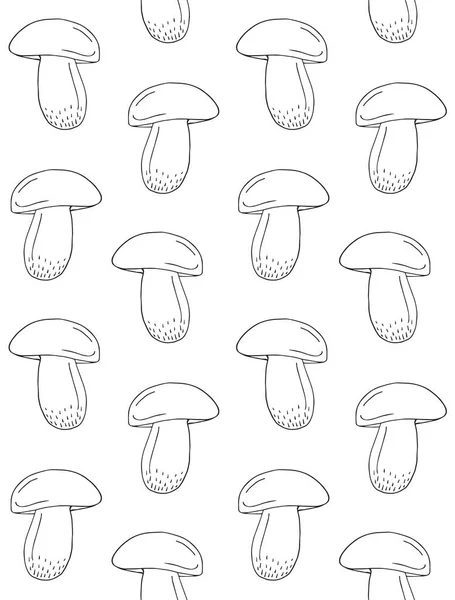 Padrão Sem Costura Vetorial Esboço Rabiscos Desenhado Mão Cogumelo Cep — Vetor de Stock