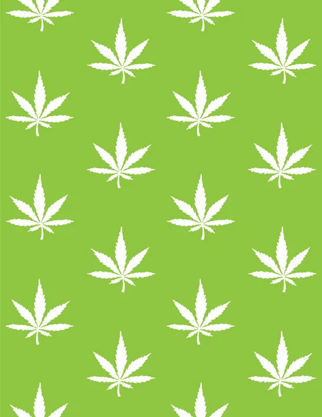 Patrón Sin Costura Vectorial Silueta Cannabis Cáñamo Dibujado Mano Blanco — Archivo Imágenes Vectoriales