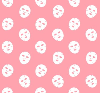 Pembe arka planda izole edilmiş bembeyaz düz yüz güzellik maskesinin vektörsüz deseni