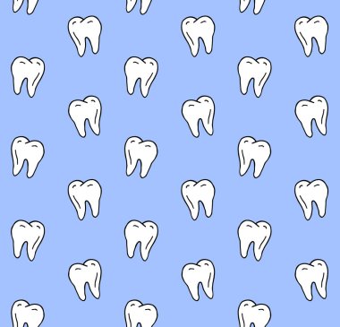 Mavi arka planda izole edilmiş el çizimi çiziminin vektörsüz deseni.