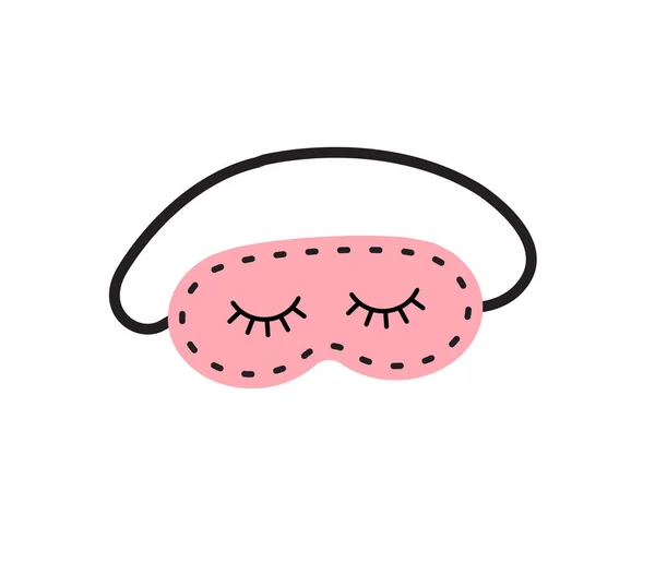 Vector Handgezeichnete Doodle Skizze Rosafarbene Schlafmaske Mit Geschlossenen Augen Isoliert — Stockvektor