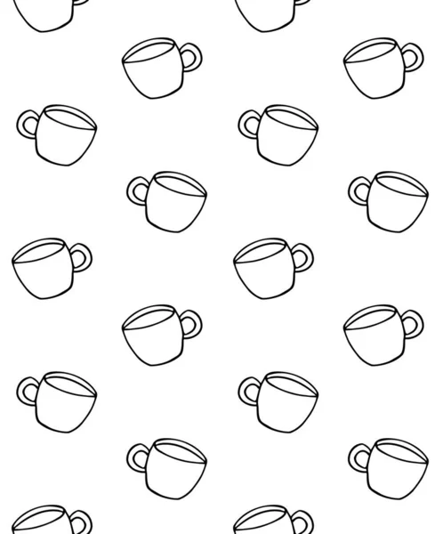 Διάνυσμα Αδιάλειπτη Μοτίβο Του Χέρι Doodle Σκίτσο Φλιτζάνι Καφέ Απομονωμένο — Διανυσματικό Αρχείο