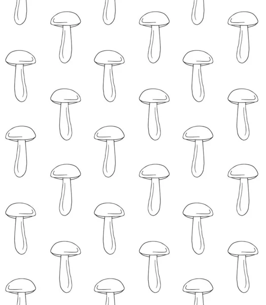 Champignon Motif Sans Couture Sur Fond Blanc — Image vectorielle