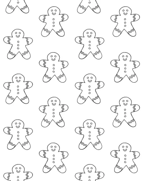 Vector Seamless Pattern Hand Drawn Doodle Sketch Ginger Cookie Isolated — Stock Vector