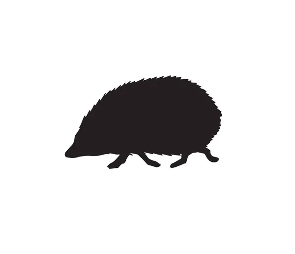 Vector Hand Drawn Hedgehog Silhouette Isolated White Background — Stock Vector