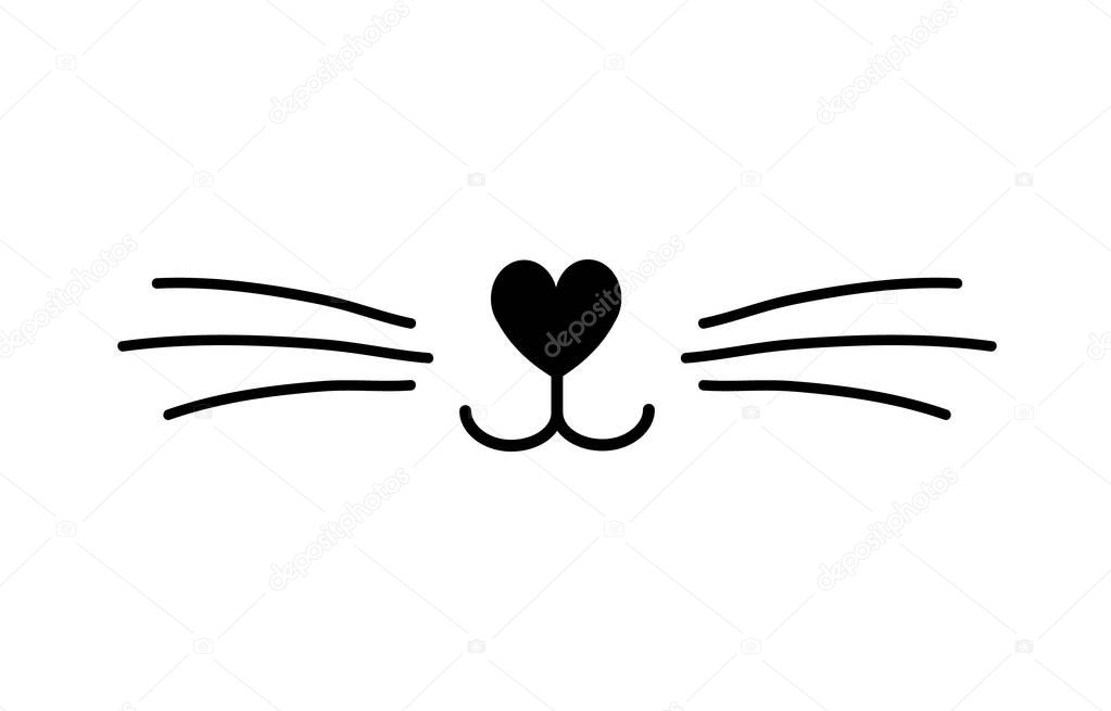 Vector flat cat nose isolated on white background