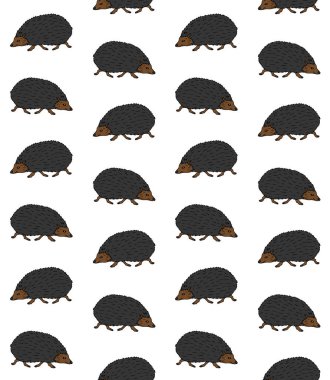 Renkli el çiziminin vektörsüz deseni beyaz arkaplanda izole edilmiş kirpi çizimi