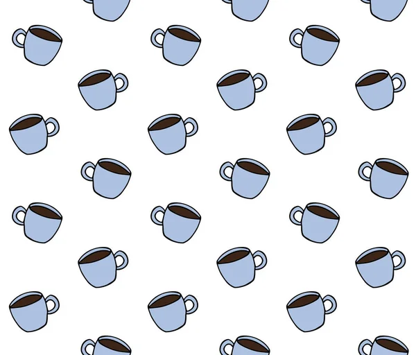 Vektor hladký vzor šálek kávy čmáranice — Stockový vektor