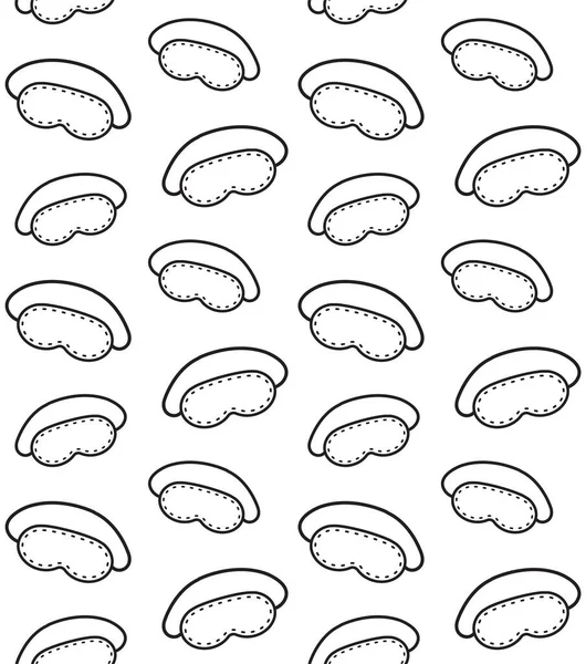 Vektor Nahtlose Muster Der Handgezeichneten Doodle Skizze Schlafmaske Isoliert Auf — Stockvektor