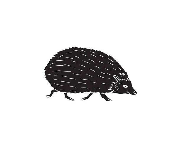 Vector Hand Drawn Doodle Sketch Black Hedgehog Isolated White Background — Stock Vector