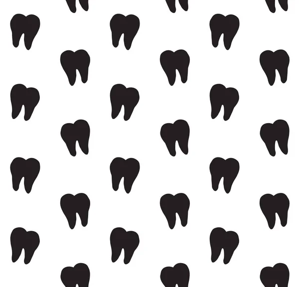 Vector Seamless Pattern Hand Drawn Doodle Tooth Silhouette Isolated White — Stock Vector