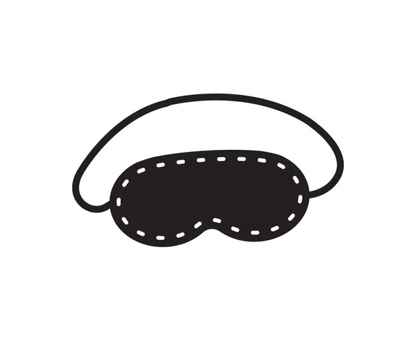 Croquis Vectoriel Dessiné Main Masque Sommeil Noir Isolé Sur Fond — Image vectorielle