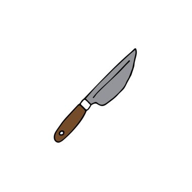 Vektör eli çizilmiş, çizilmiş, renkli bıçak.