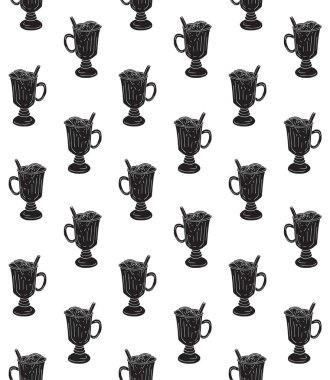 Siyah sıcak şarap kadehinin kusursuz deseni.