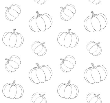 El çiziminin kusursuz deseni beyaz arkaplanda izole edilmiş balkabağı çizimi