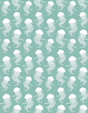 Denizanası siluetinin vektörsüz deseni