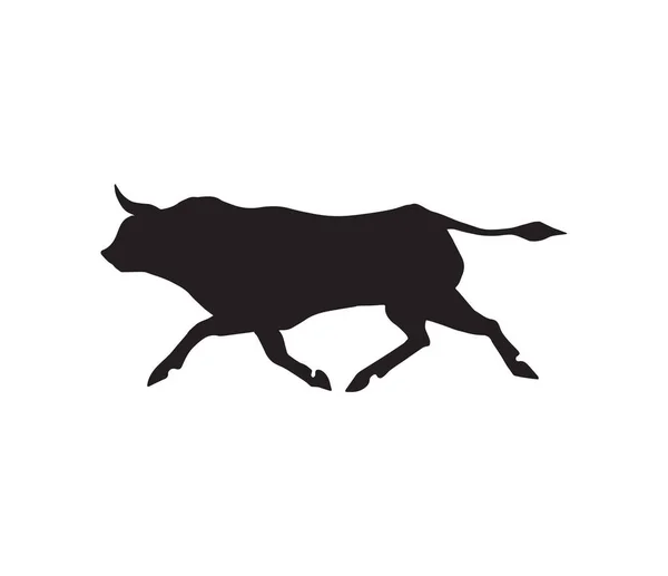 Vector Handgezeichnete Bullensilhouette Isoliert Auf Weißem Hintergrund — Stockvektor