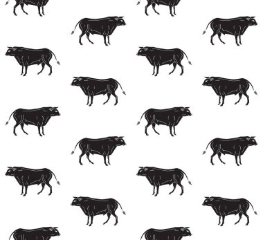 El çiziminin kusursuz çizimi. Beyaz arka planda izole edilmiş siyah ayakta duran boğa.