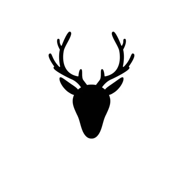 白い背景に隔離されたベクトルフラット黒鹿の頭のシルエット — ストックベクタ