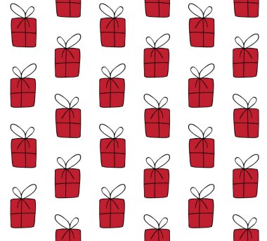 Beyaz arkaplanda izole edilmiş kırmızı renkli el çiziminin vektörsüz deseni