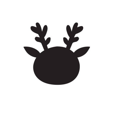 Vektör el çizilmiş karalama geyik baş silueti beyaz arka planda izole