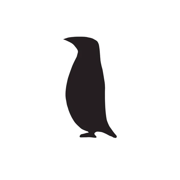 Vektor Handritad Pingvin Silhuett Isolerad Vit Bakgrund — Stock vektor