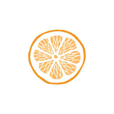 Vektör el çizimi. Beyaz arka planda izole edilmiş portakal dilimi çizimi.