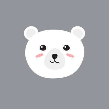 Vektör düz çizgi el çizilmiş karalama kutup ayısı yüzü gri arka planda izole