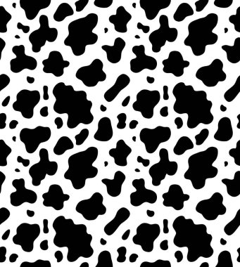 Beyaz arkaplanda izole edilmiş siyah inek kürkünün kusursuz deseni