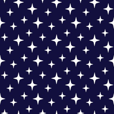 Siyah arkaplanda izole edilmiş düz beyaz yıldızların vektörsüz deseni