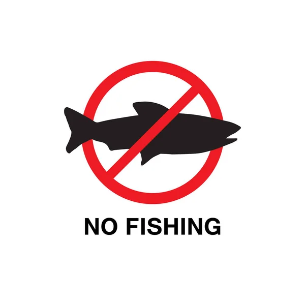 Vektor Ploché Ryby Silueta Červeném Kruhu Bez Rybářského Znamení Izolované — Stockový vektor