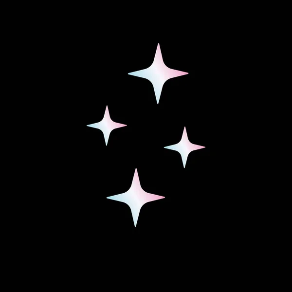 Vector Plano Negro Conjunto Estrellas Holográficas Aisladas Sobre Fondo Negro — Vector de stock