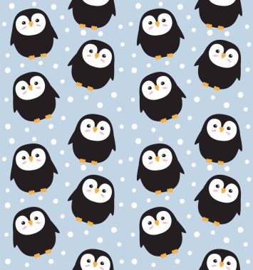 Düz çizgi film karikatürünün vektörsüz deseni çizilmiş el ve mavi arkaplanda izole edilmiş kar.