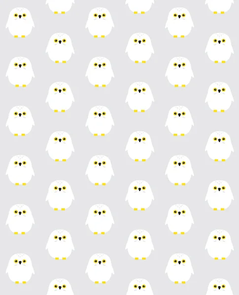 Vector Seamless Pattern Flat Cartoon Doodle Owl Isolated Gray Background — Stock Vector