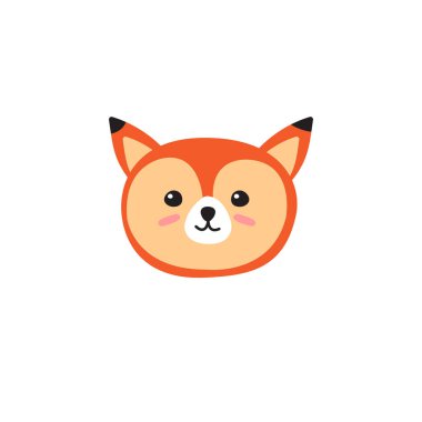 Vektör el karalama düz çizgi film tilki yüzü beyaz arkaplanda izole