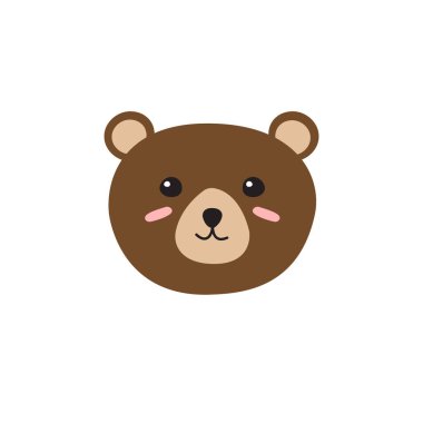 Vektör düz çizgi film el çizilmiş karalama renkli ayı yüzü beyaz arkaplanda izole