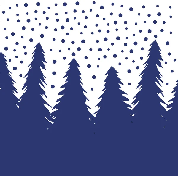 Vecteur Forêt Épinettes Hiver Plate Avec Neige Isolée Sur Fond — Image vectorielle