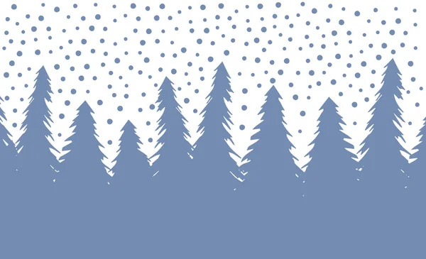 Inverno Paisagem Florestal Com Neve Árvores —  Vetores de Stock
