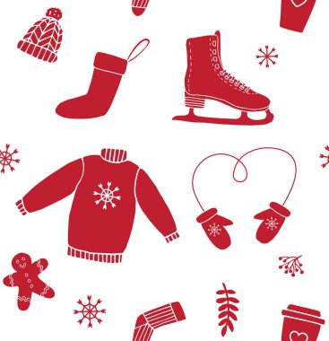 Kış vektörsüz şablon ve Noel çorapları