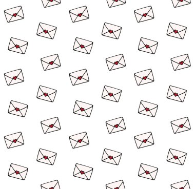 Beyaz arkaplanda izole edilmiş renkli el çizimi çiziminin vektörsüz deseni