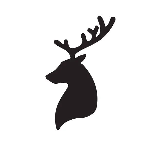 白い背景に隔離されたベクトル鹿の頭のシルエット — ストックベクタ