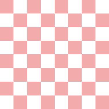 Beyaz arkaplanda izole edilmiş pembe satranç tahtasının vektörsüz deseni